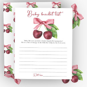 Papier cerise arc baby shower Liste de seau bébé