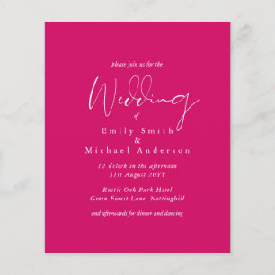 Papier Cerise Pink Script Typographie Mariage budgétaire