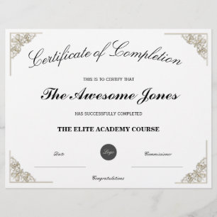 Papier Certificat blanc d'achèvement avec logo personnali