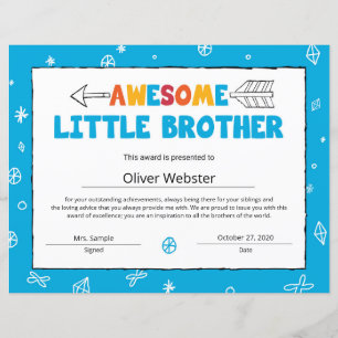 Papier Certificat Blue Brother Certificat LittleBrother