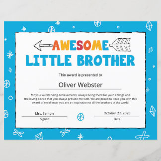 Papier Certificat Blue Brother Certificat LittleBrother