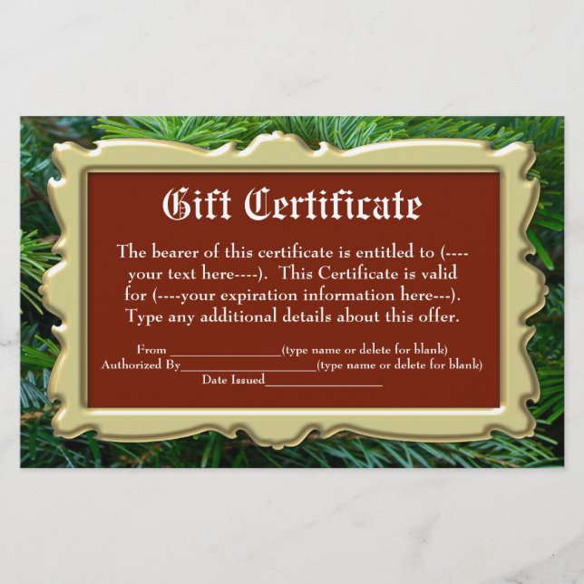 Papier Certificat cadeau Noël (Devant)