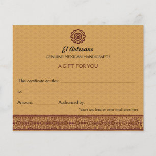 Papier Certificat cadeau Rose mexicain d'or