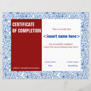 Papier Certificat d'achèvement