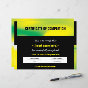 Papier Certificat d'achèvement