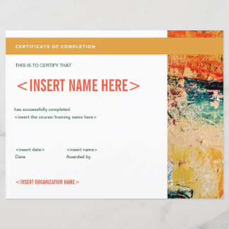 Papier Certificat d'achèvement