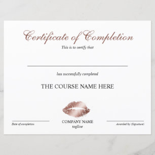 Papier Certificat d'achèvement Accréditation Lips de cour