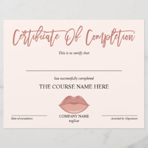 Papier Certificat d'achèvement Accréditation Lips de cour