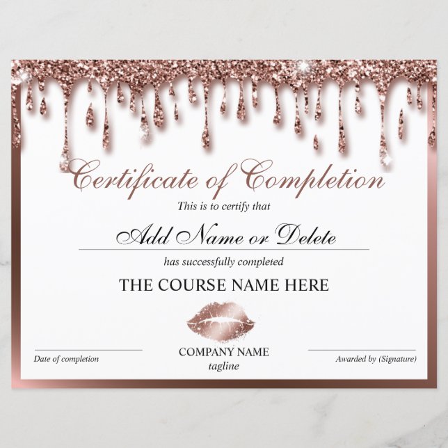 Papier Certificat d'achèvement Accréditation Lips de cour (Devant)
