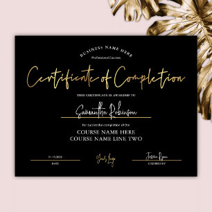 Papier Certificat d'achèvement Black Gold Beauty Award
