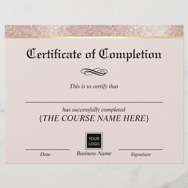 Papier Certificat d'achèvement de la bordure dorée modern (Devant)
