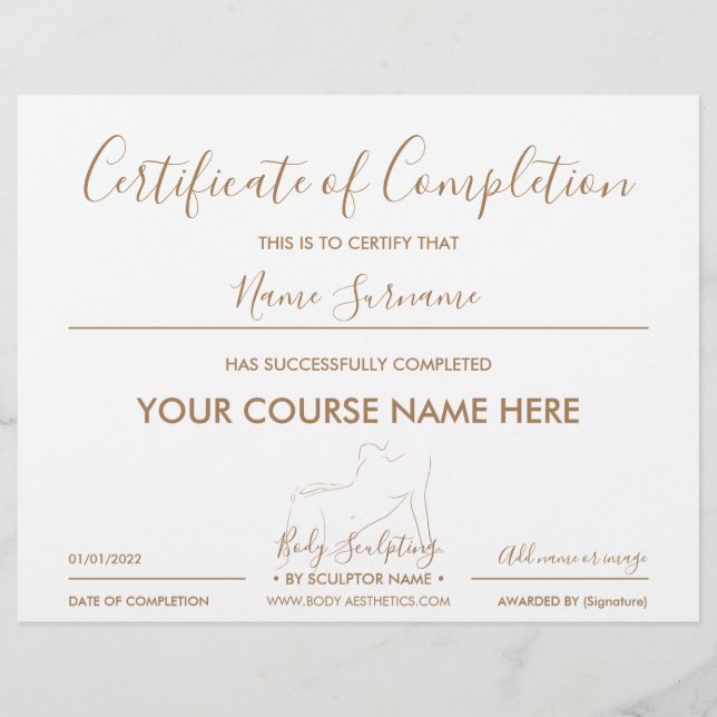 Papier Certificat d'achèvement de la conversion du corps (Devant)