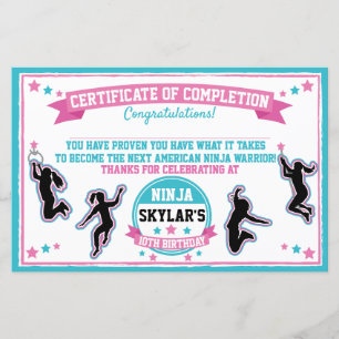 Papier Certificat d'achèvement de la fête de la fille de 