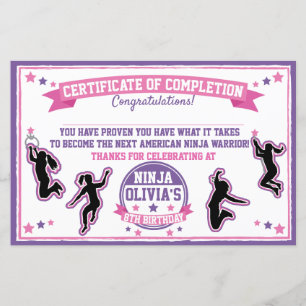 Papier Certificat d'achèvement de la fête de la fille de 