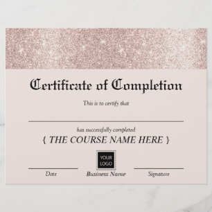 Papier Certificat d'achèvement de la frontière or rose