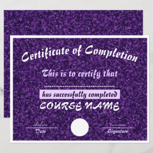 Papier Certificat d'achèvement de la gloire violette