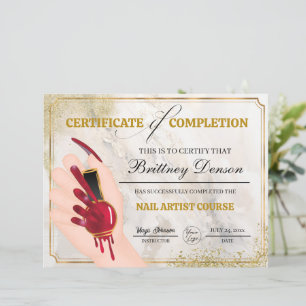 Papier Certificat d'achèvement de l'octroi Technicien de