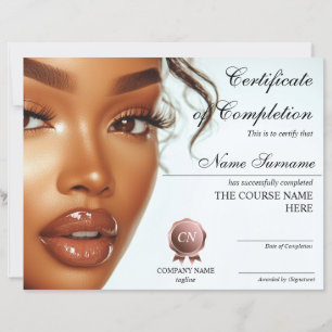 Papier Certificat d'achèvement de maquillage