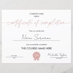Papier Certificat d'achèvement Diplôme de participation