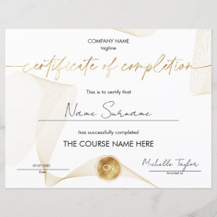 Papier Certificat d'achèvement Diplôme de participation
