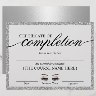 Papier Certificat d'achèvement du salon d'argent