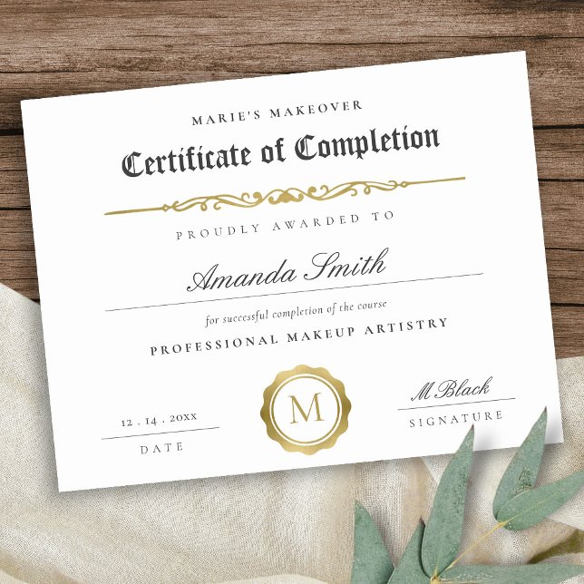 Papier Certificat d'achèvement en or noir blanc (Créateur téléchargé)