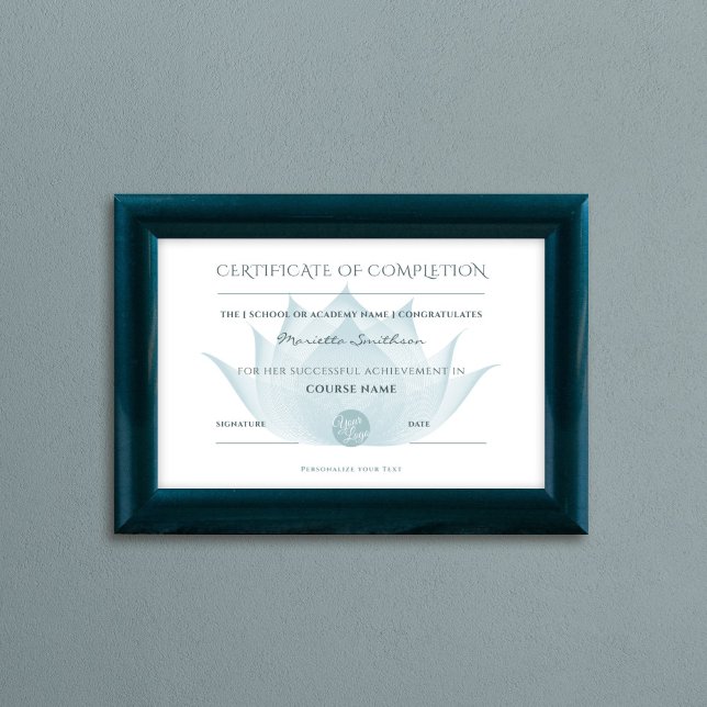 Papier Certificat D'Achèvement Fleur Lotus Pour Yoga Reik (Créateur téléchargé)