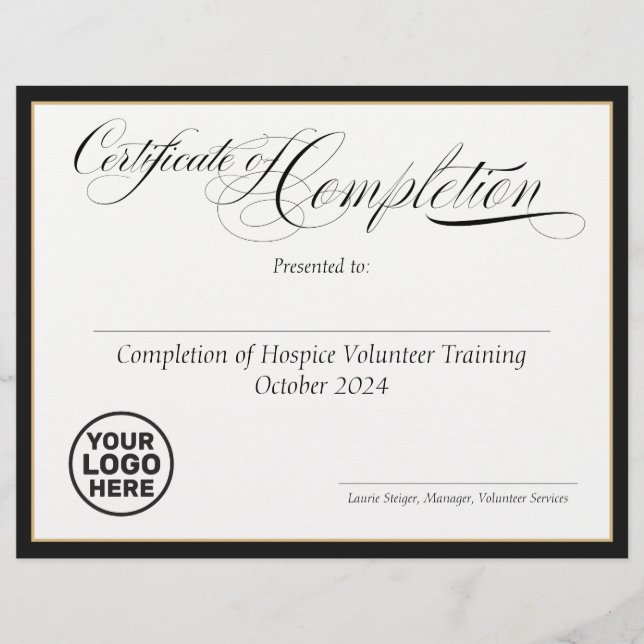 Papier Certificat d'achèvement - Logo (Devant)