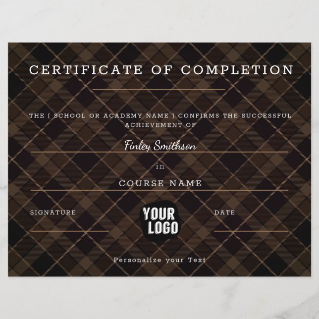 Papier Certificat d'achèvement Masculine Brown moderne (Devant)