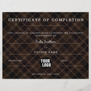 Papier Certificat d'achèvement Masculine Brown moderne