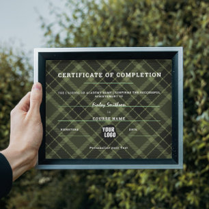 Papier Certificat d'achèvement Masculine verte moderne
