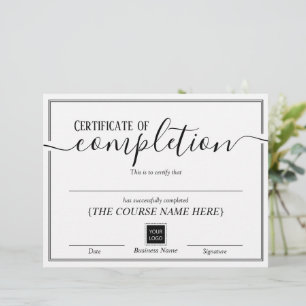 Papier Certificat d'achèvement minimal