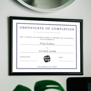 Papier Certificat d'achèvement minimal moderne