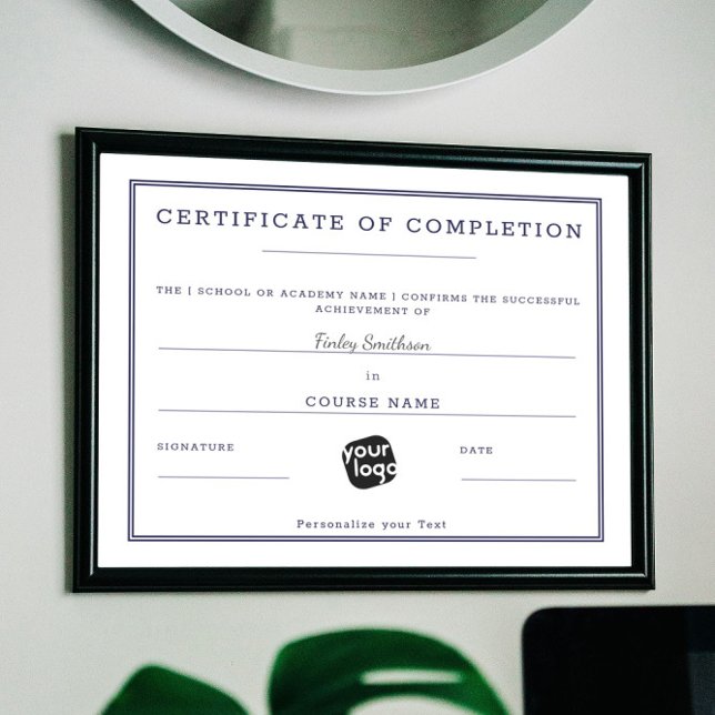 Papier Certificat d'achèvement minimal moderne (Créateur téléchargé)