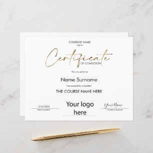 Papier Certificat d'achèvement minimal moderne Ajouter un