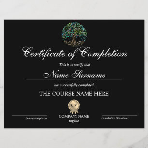 Papier Certificat d'achèvement Prix Arbre de vie