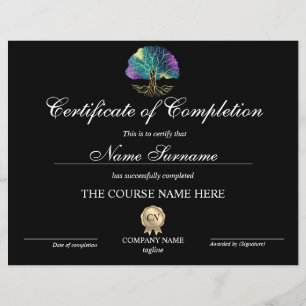 Papier Certificat d'achèvement Prix Arbre de vie