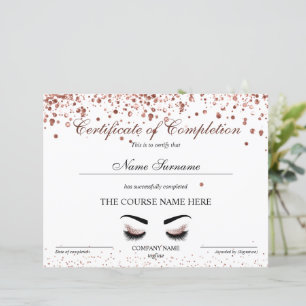 Papier Certificat d'achèvement Prix Brows Lash Cours