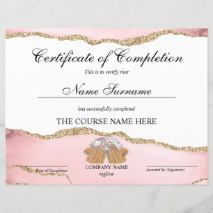 Papier Certificat d'achèvement Prix Cours à ongles Artist