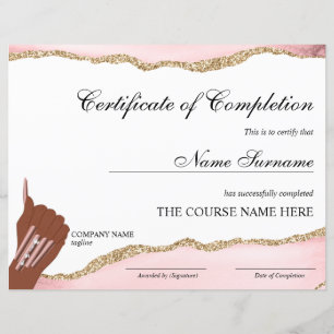 Papier Certificat d'achèvement Prix Cours à ongles Artist