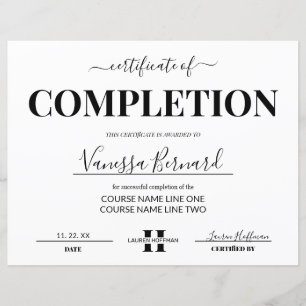 Papier Certificat D'Achèvement Prix Cours Monogramme