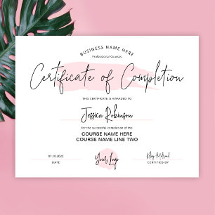 Papier Certificat d'achèvement Prix d'aquarelle féminine