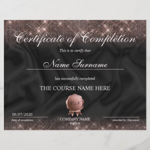 Papier Certificat d'achèvement Prix de maquillage
