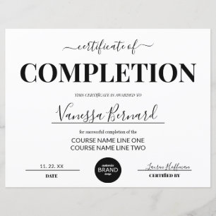 Papier Certificat D'Achèvement Prix Du Cours Avec Logo