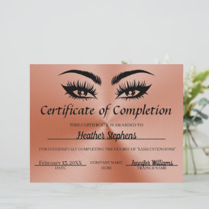 Papier Certificat d'achèvement Prix Lash Tech