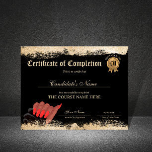 Papier Certificat d'achèvement Prix Nails beautéCours