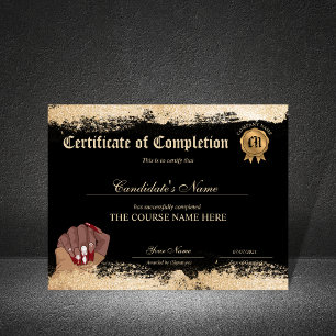 Papier Certificat d'achèvement Prix Nails beautéCours