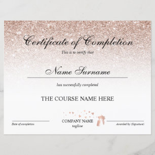 Papier Certificat d'achèvement Prix Spray Tans Cours