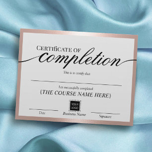 Papier Certificat d'achèvement rose Gold Frame Award