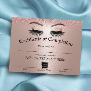 Papier Certificat d'achèvement rose Gold Lashes
